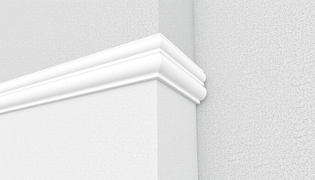 An image of a bullnose corner bead installed on a drywall corner, showing its rounded edge