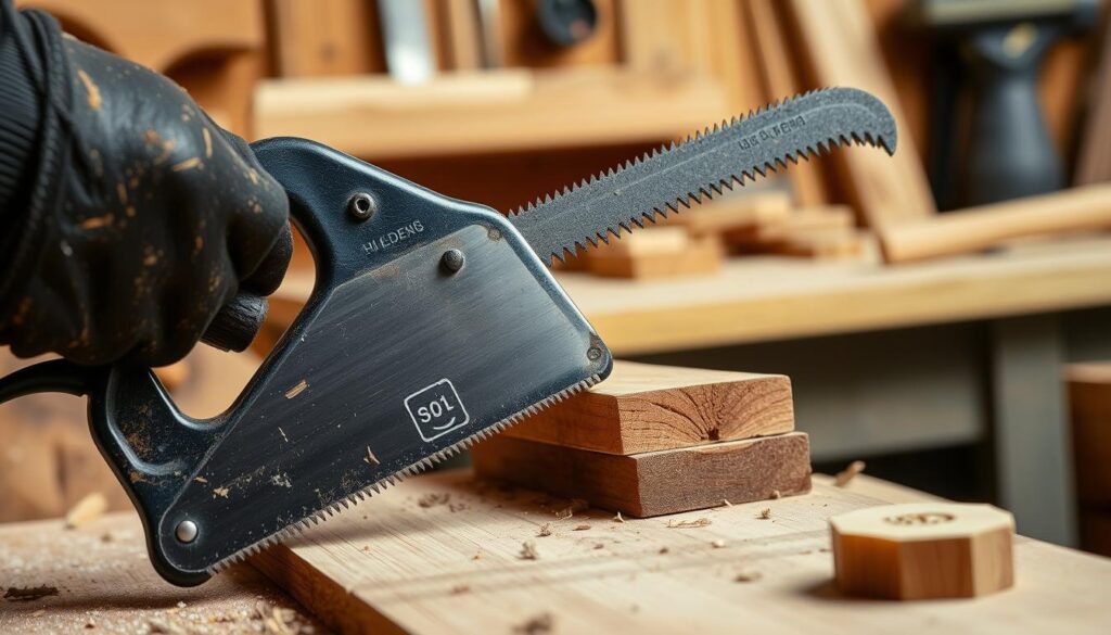 An image of a handsaw being used for a DIY project