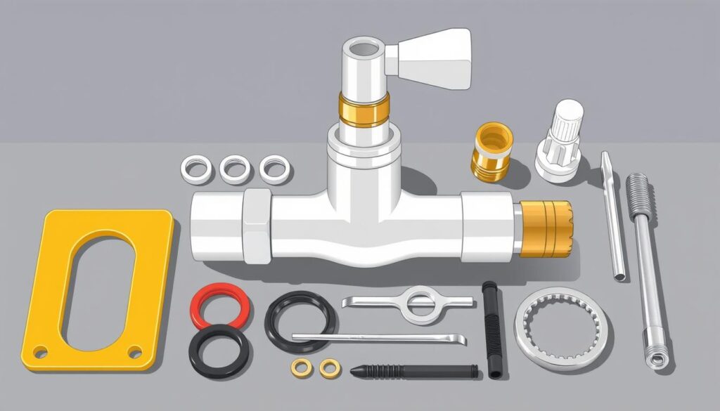 Generate an image of a compression faucet repair kit
