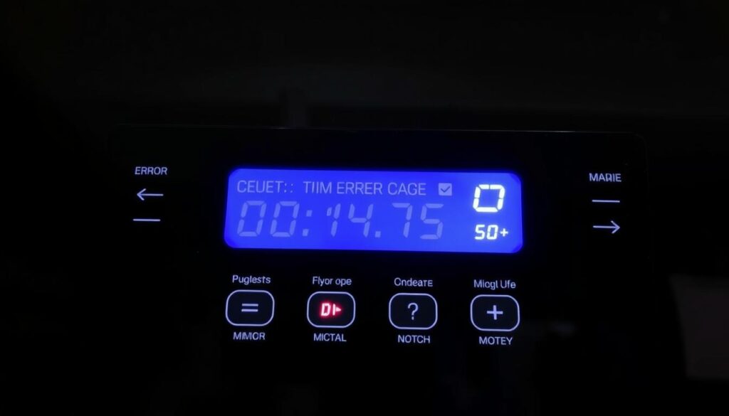 Generate an image of an induction hob display showing various error codes.