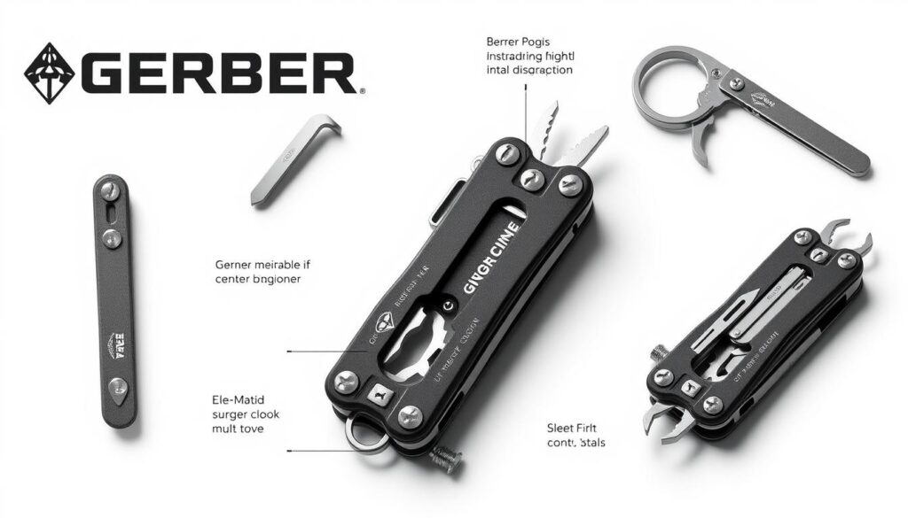 Generate an image of the Gerber Dime keychain multi-tool