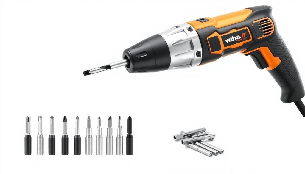 Generate an image of the Wiha 77791 26-in-1 Ultra Driver with its various bits and ergonomic handle.