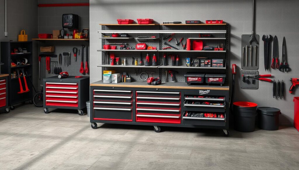 Image of Milwaukee PACKOUT drawer units in a workshop