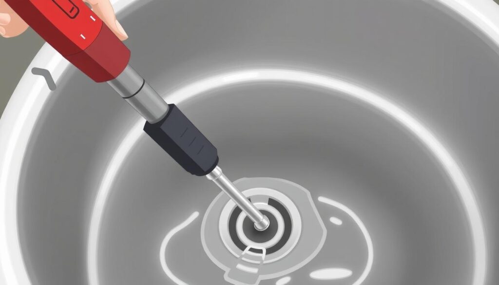 Image of a Drain Zip tool being used to clear a sink drain