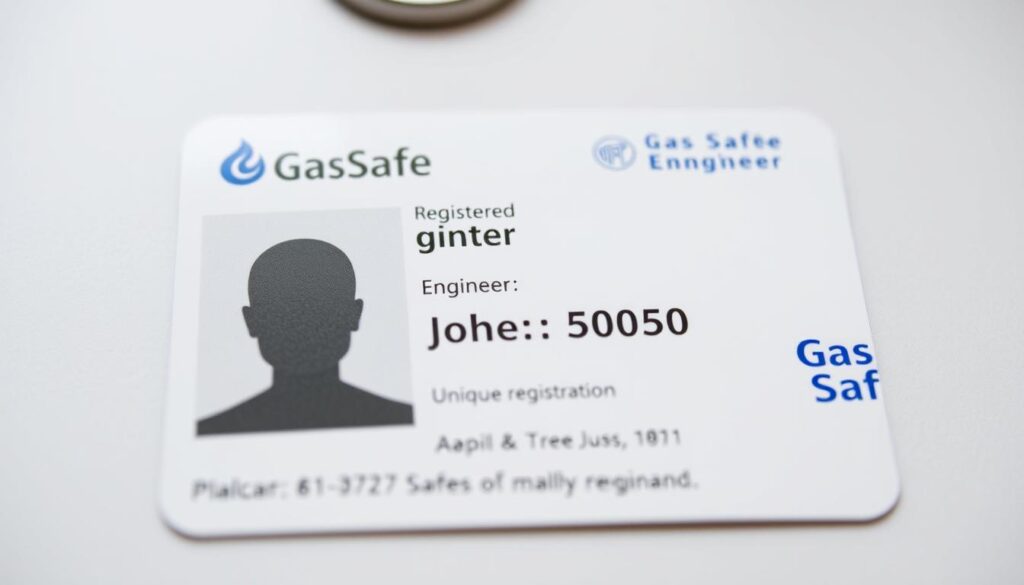 Image of a Gas Safe registered engineer's ID card