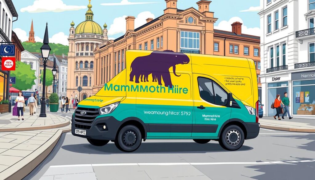 Image of a Mammoth Hire delivery van in Bristol