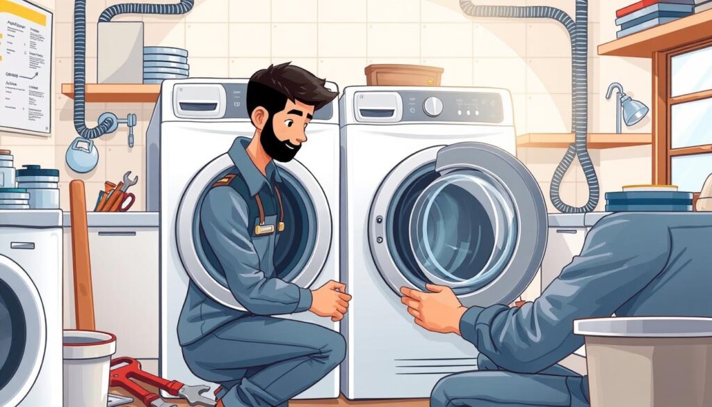 Image of a Mushtaq Appliance Services technician repairing a washing machine