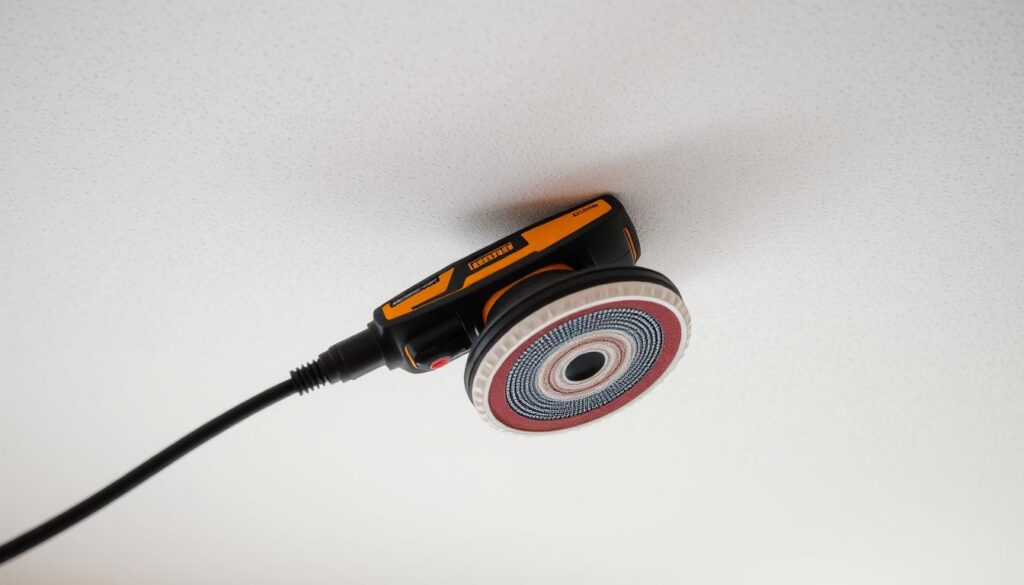 Image of a drywall sander in use on a ceiling
