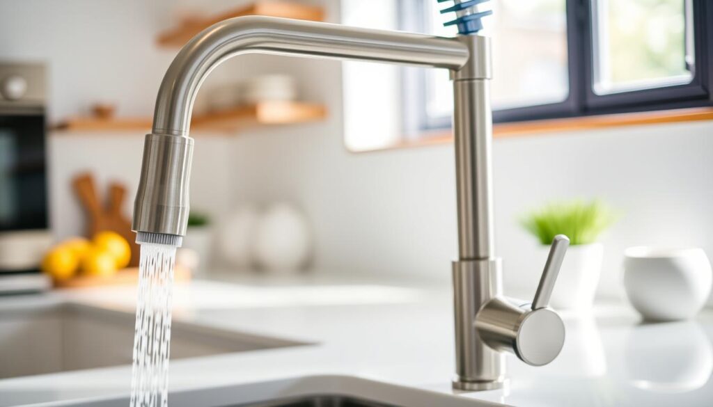 Image of a kitchen faucet with a pull-down sprayer
