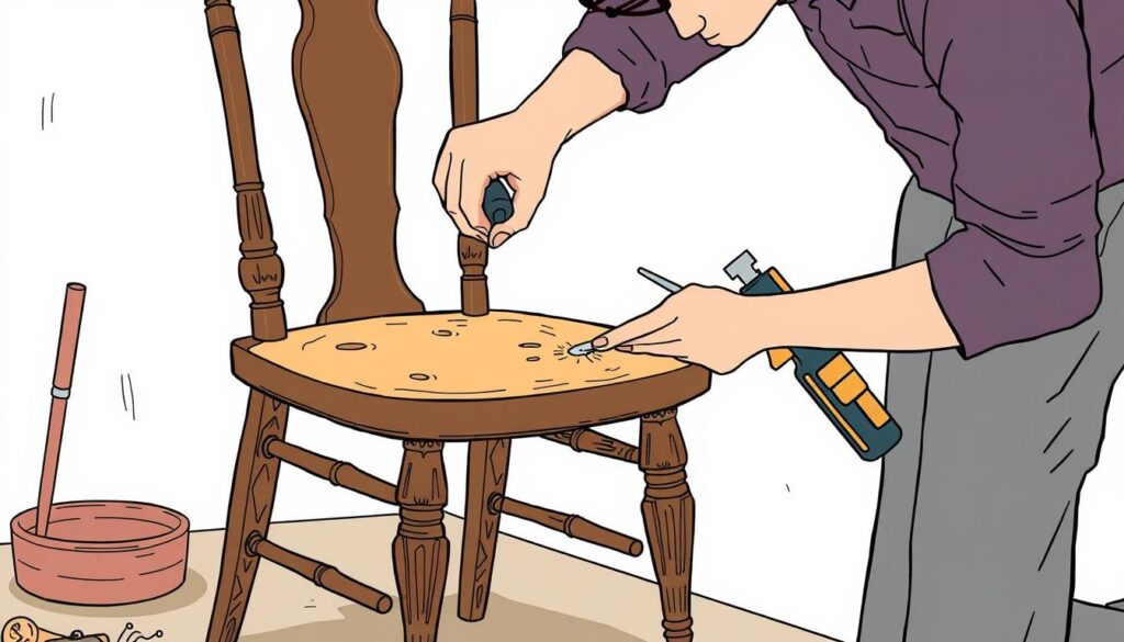 Image of a person restoring an old chair