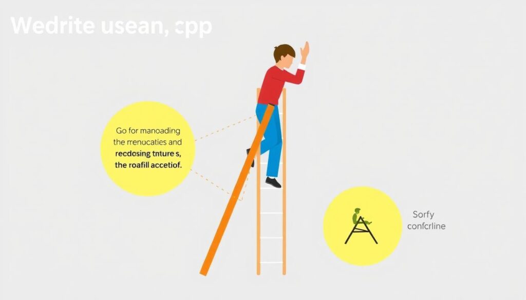 Image of a person safely using a ladder