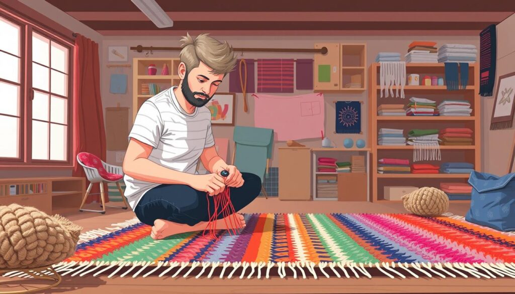 Image of a person tufting a rug