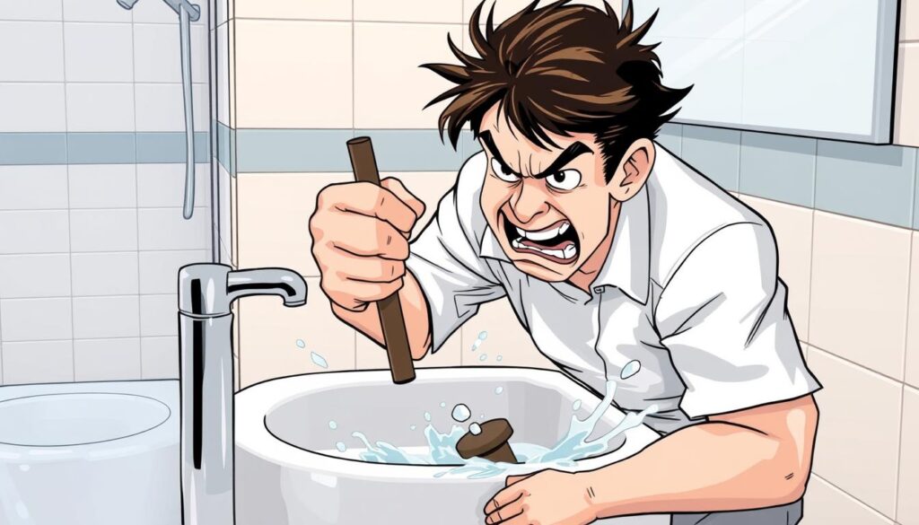 Image of a person using a sink plunger