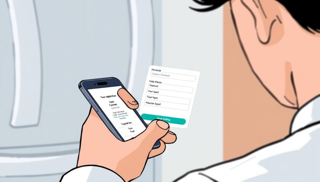 Image of a person using a smartphone to book an appliance repair service
