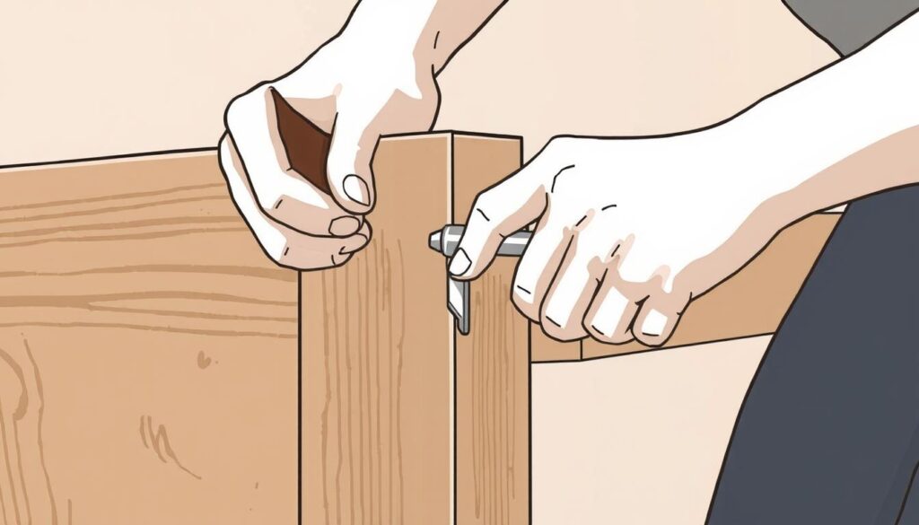 Image of a person using an Allen key to assemble furniture