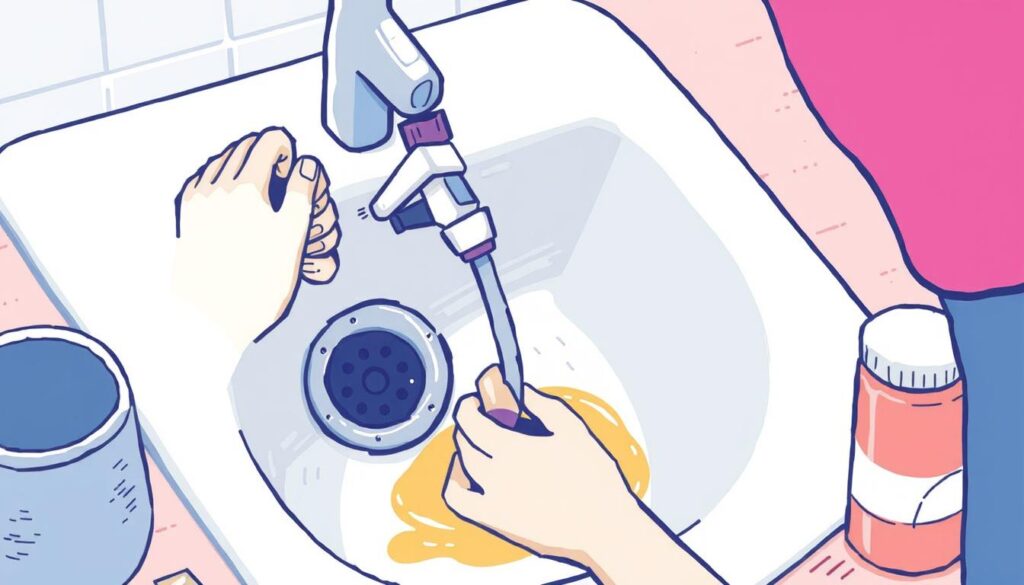 Image of a plunger being used to clear a sink drain
