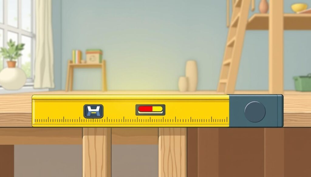 Image of a spirit level being used for a home DIY project