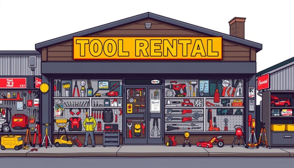 Image of a tool hire shop in Bristol with a variety of tools on display