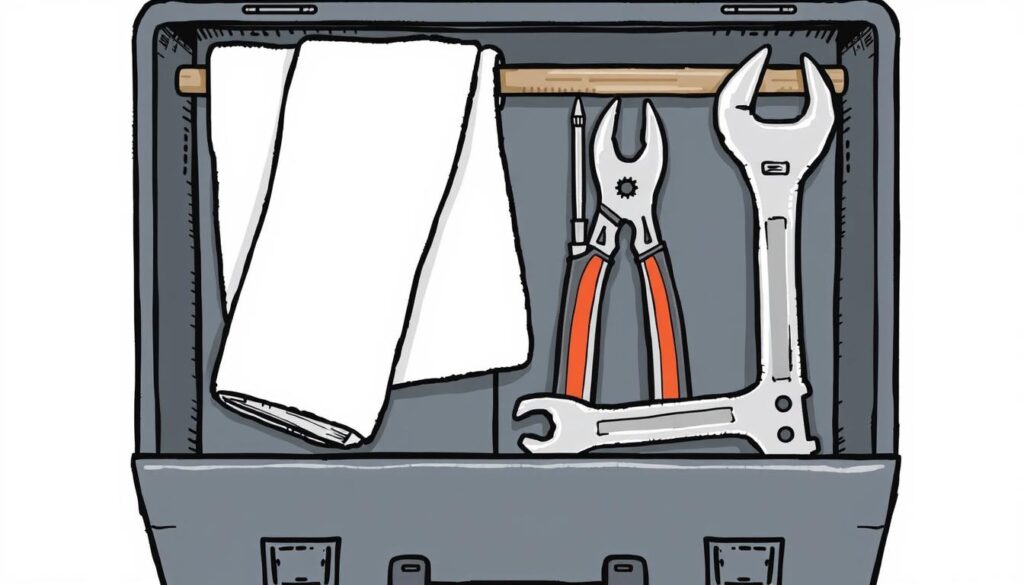 Image of a toolbox with essential tools for bathroom towel rail repair
