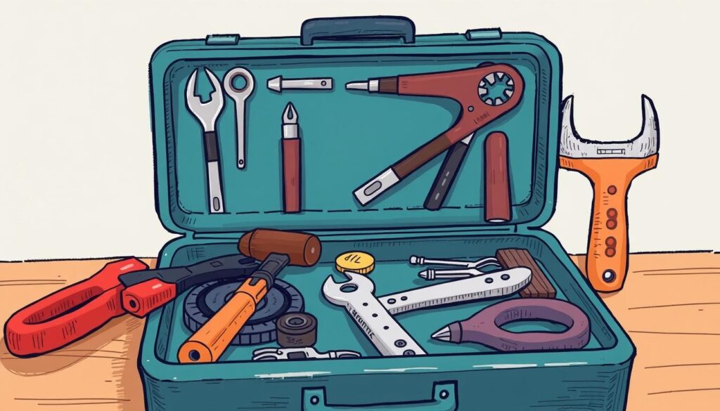 Image of a toolbox with various tools for gas stove repair