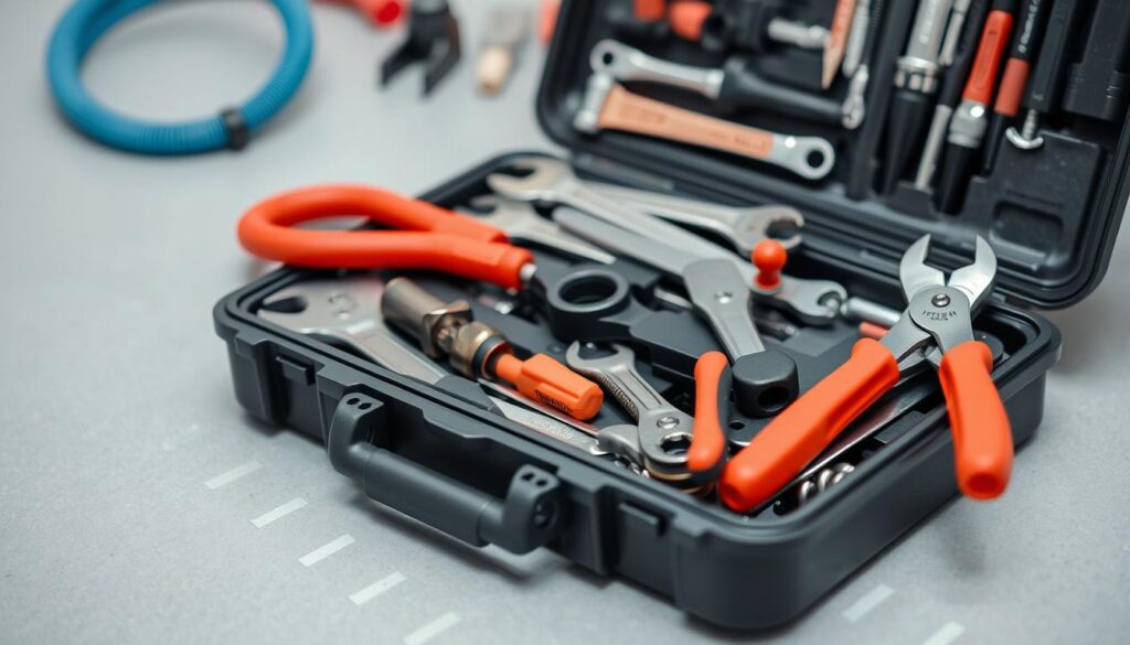 Image of a toolkit with plumbing tools
