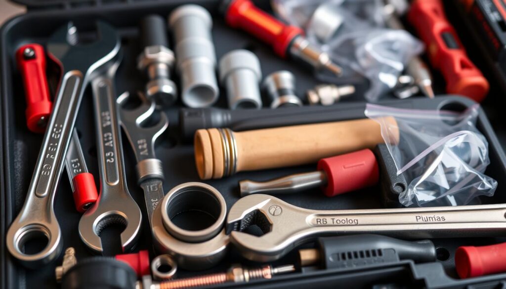 Image of a well-organised plumbing toolkit