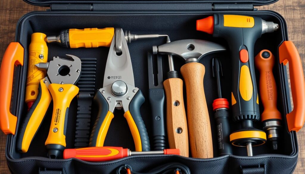Image of a well-organised toolkit with drywall repair tools