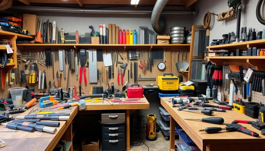 Image of a well-organised workshop with various tools