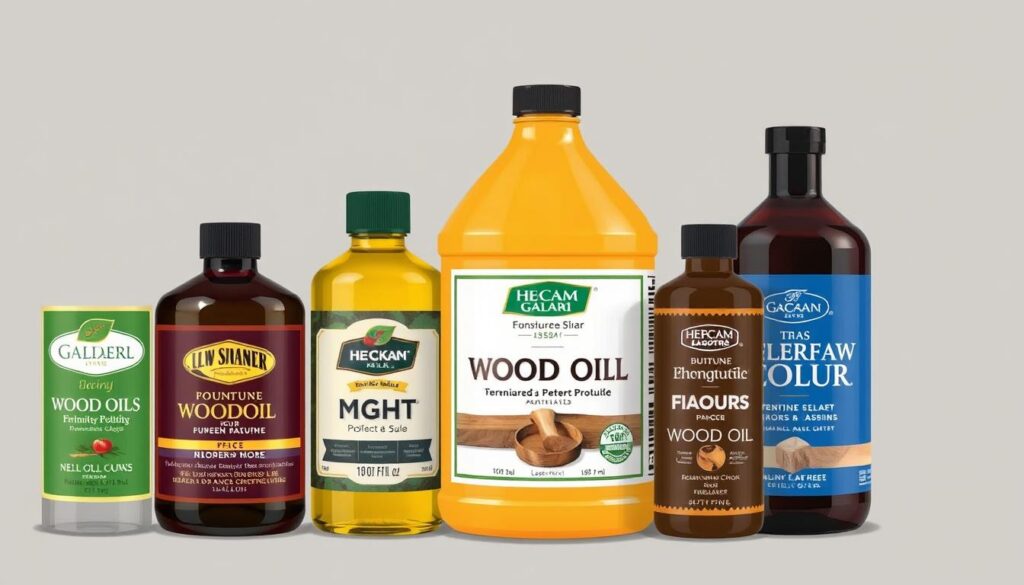 Image of different types of wood oils for restoration