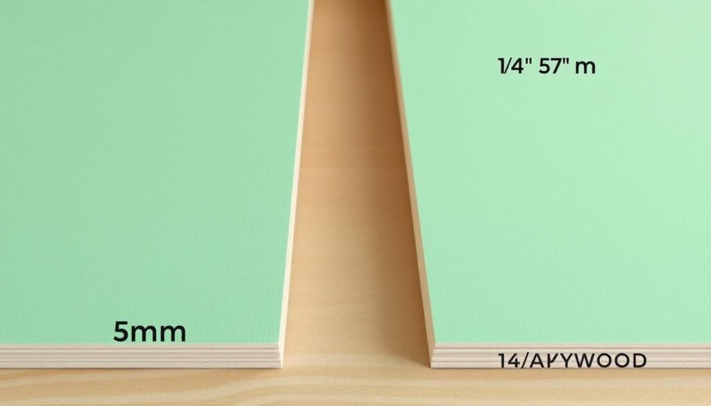 5mm underlayment or 1/4" plywood
