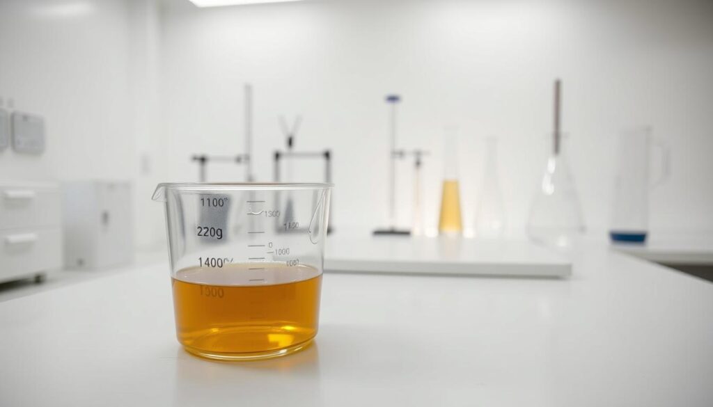 A pristine white laboratory setting, the epoxy curing process unfolds in a meticulously organized scene. In the foreground, a two-part epoxy mixture sits in a clear mixing container, glistening under the soft, diffused lighting. The middle ground captures the chemical reaction in action, with the epoxy gradually transitioning from a liquid state to a viscous, translucent gel. In the background, scientific equipment, such as graduated cylinders and stirring rods, stand ready to assist in the process. The overall atmosphere conveys a sense of precision, control, and the careful management of the curing phase, essential for a successful epoxy project.