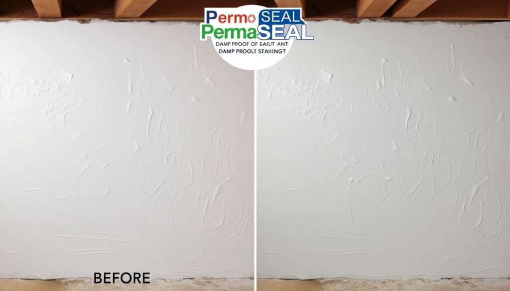 An image of PermaSEAL Damp Proof Paint being applied to a damp cellar wall.