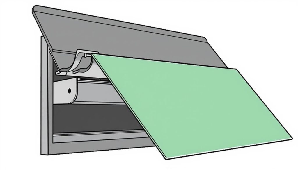 An image of a hinged flap letterbox draught excluder in operation.