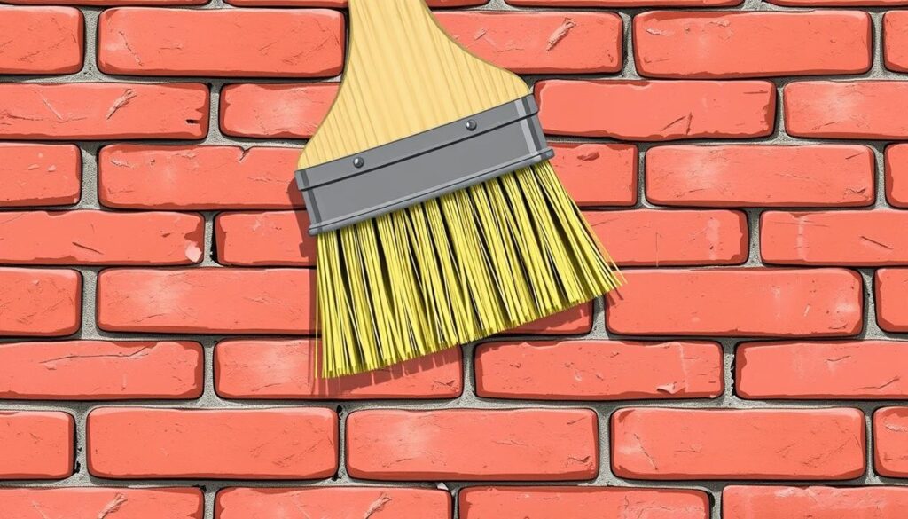 An image of a stiff brush being used on a brick surface