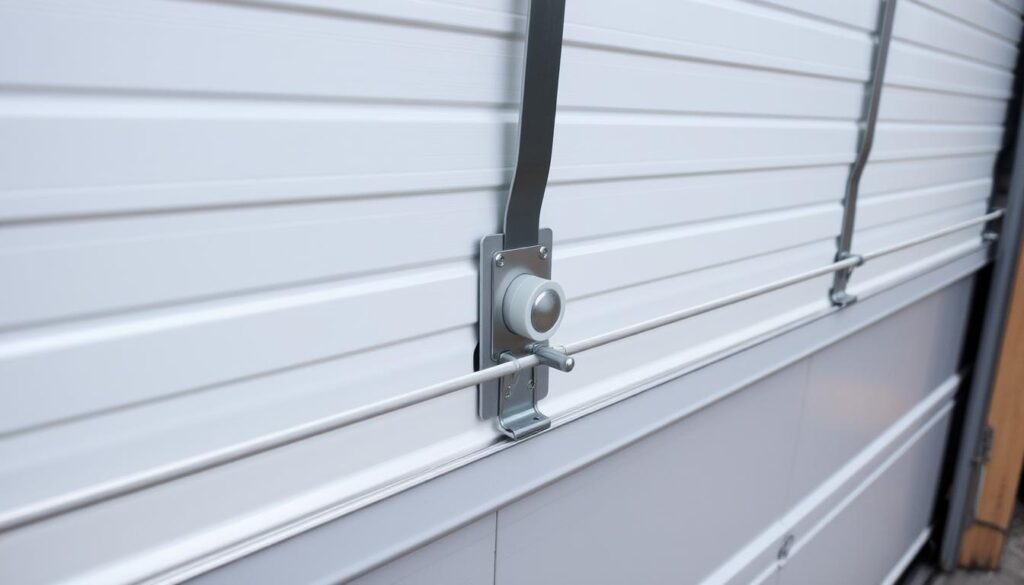 Garage door with reinforced lock mechanism