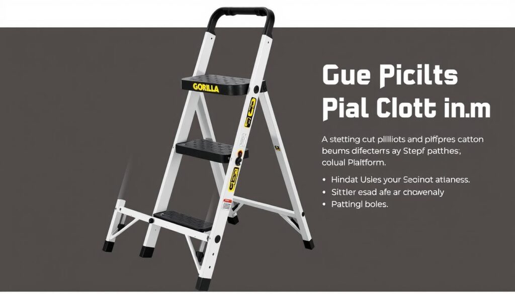 Generate an image of a Gorilla GLXF-5B 5.5 ft. Fiberglass Dual Platform Step Ladder, highlighting its dual platform design.