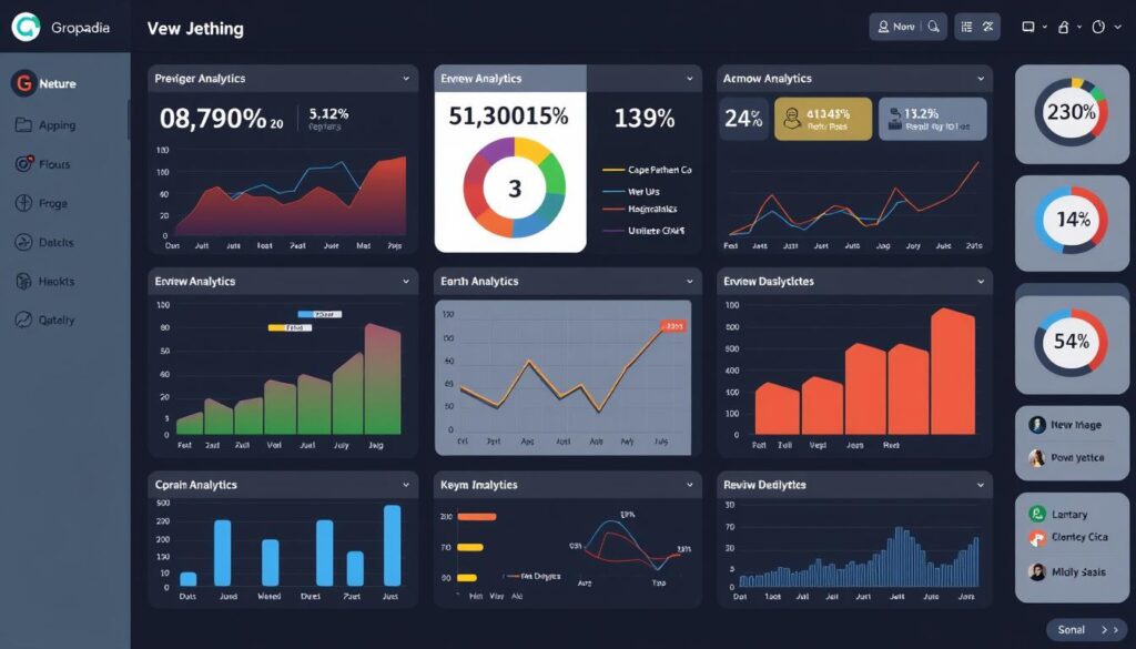Generate an image of a dashboard displaying review analytics