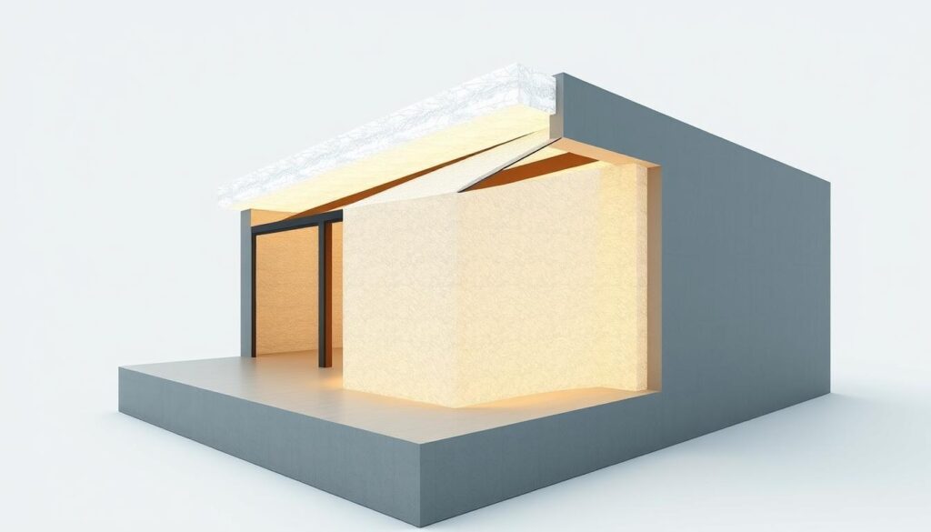Generate an image of aerogel insulation being used in a building.