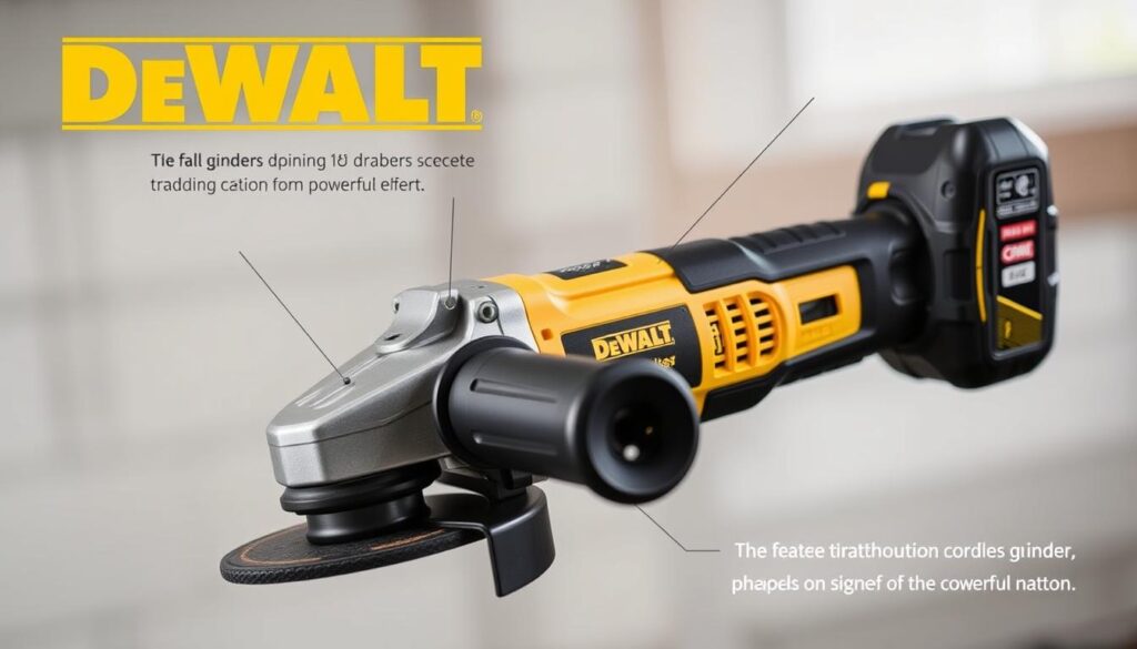 Generate an image of the DeWalt DCG413B cordless angle grinder