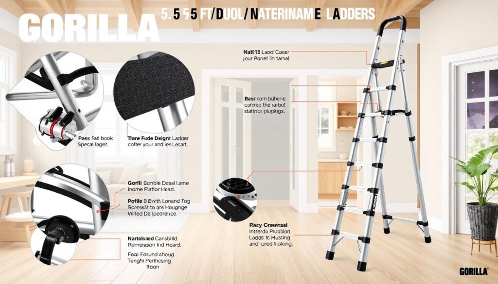 Generate an image of the Gorilla GLX-5B 5.5 ft. Aluminum Dual Platform Ladder