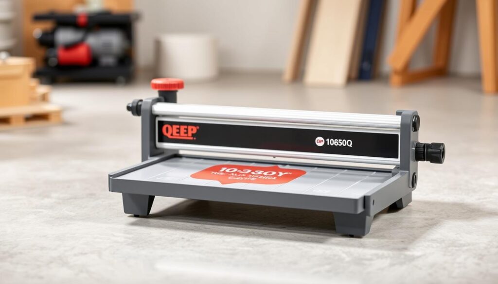 Generate an image of the QEP 10630Q 24-Inch Manual Tile Cutter, highlighting its compact design and affordability.