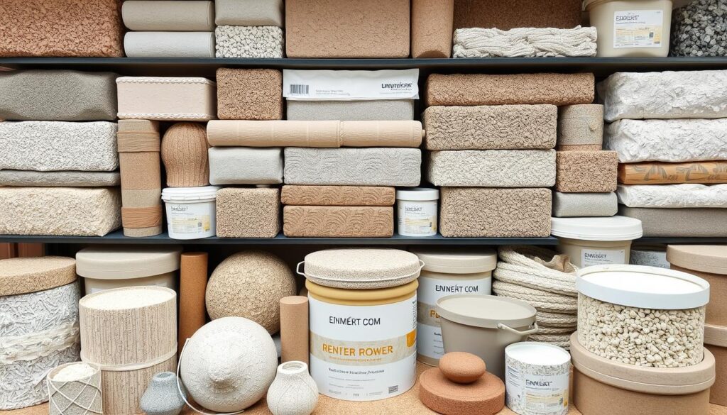 Generate an image of various exterior render repair products.