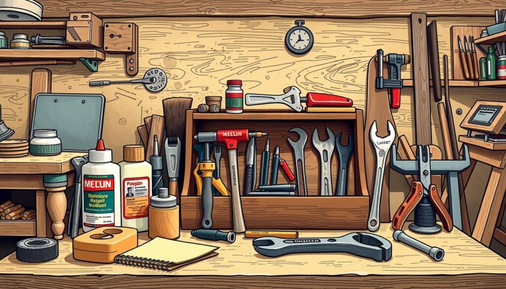Image of a furniture repair tools kit