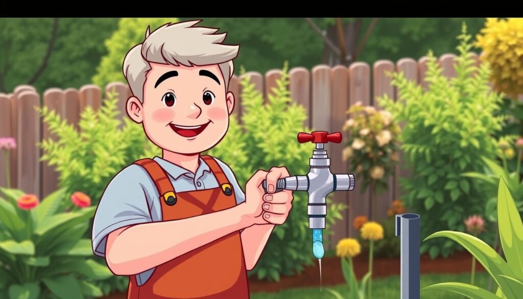 Image of a person holding a new outside tap