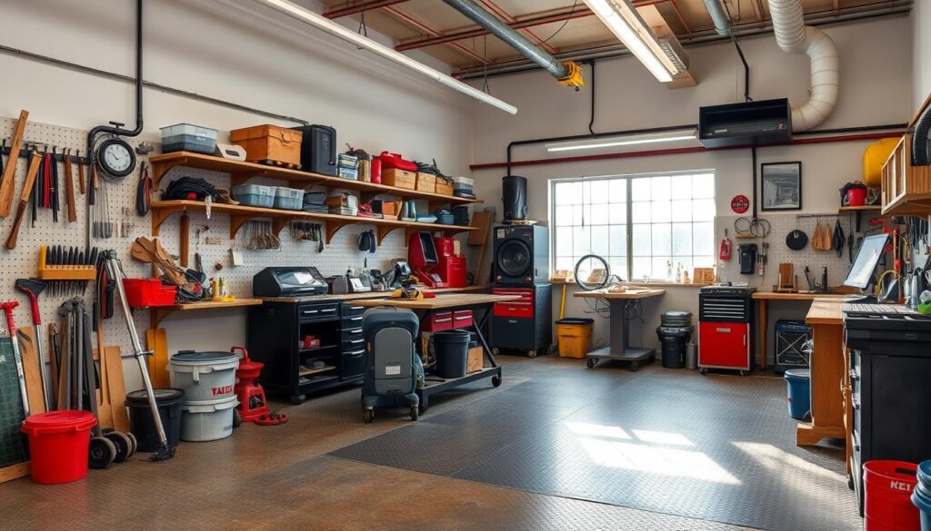 Image of a workshop with rubber flooring