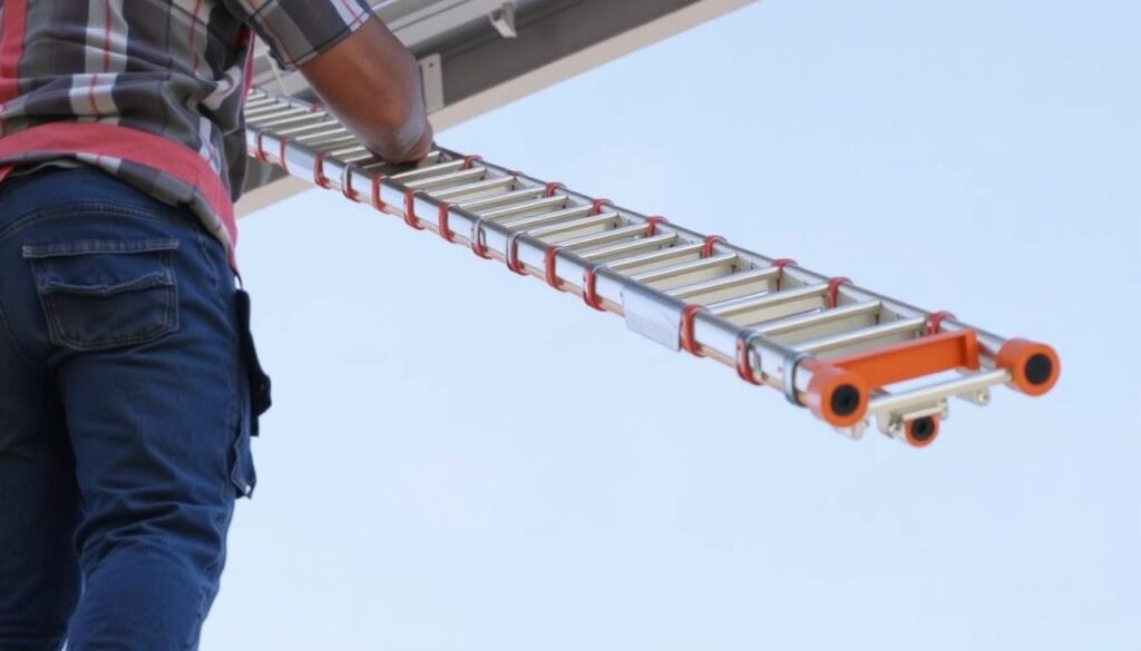 Image of the ARCHOM Telescopic Ladder in use