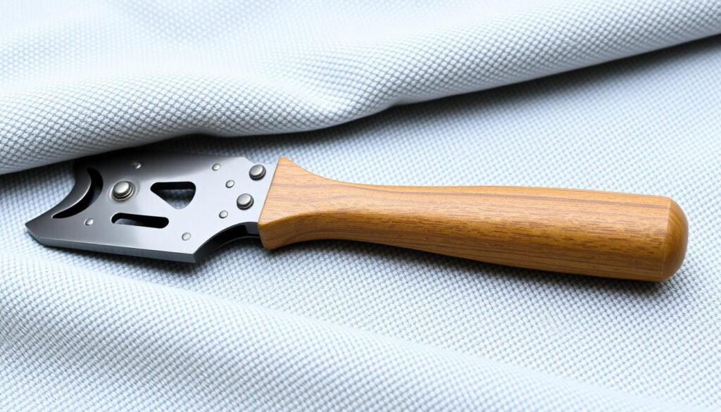 Upholstery staple remover tool with a wooden handle