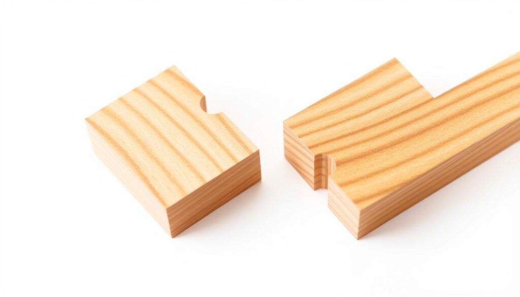 a highly detailed, photorealistic close-up image of two interlocking dovetail joints, showcased against a clean, white background. The dovetail joints are made of warm-toned hardwood, with the intricate patterns of the interlocking fingers clearly visible. The lighting is soft and evenly distributed, accentuating the texture and grain of the wood. The image is captured at a slight angle, providing a clear view of the three-dimensional nature of the joints. The focus is sharp, allowing the viewer to appreciate the precision and craftsmanship of the dovetail construction. The overall mood is one of elegance and technical mastery, perfectly suited to illustrate the section on "Understanding Dovetail Drawer Joints".