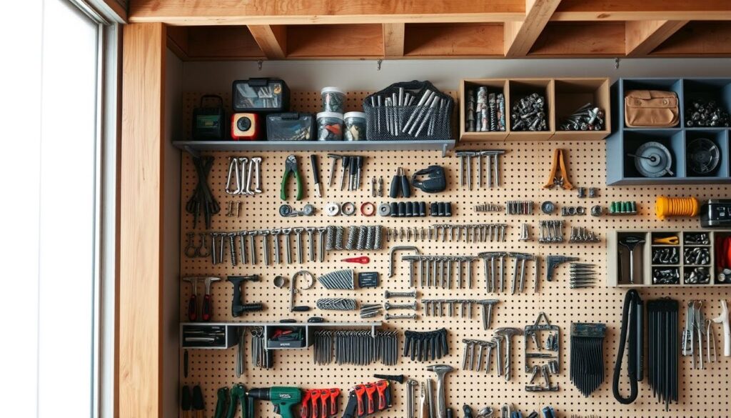 create bolt-and-screw organiser wall