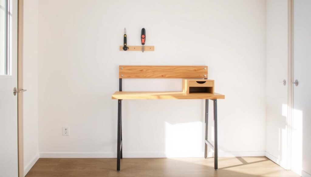 install folding workbench against wall